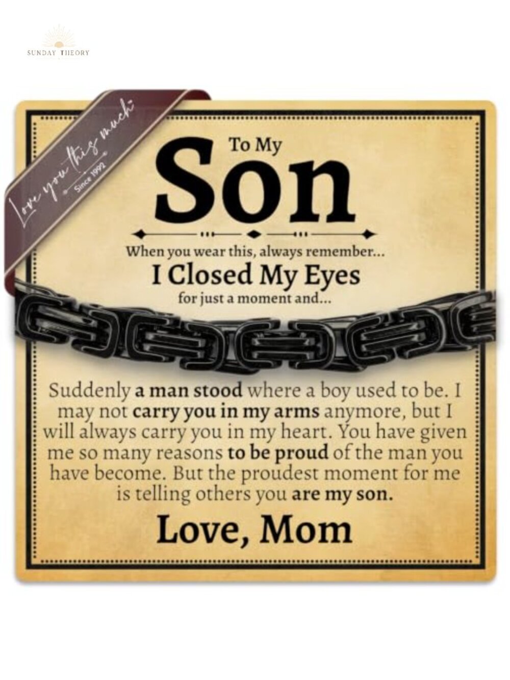 Sentimental Son Gift Stainless Steel Cuban Bracelet Mother to Son Birthday
